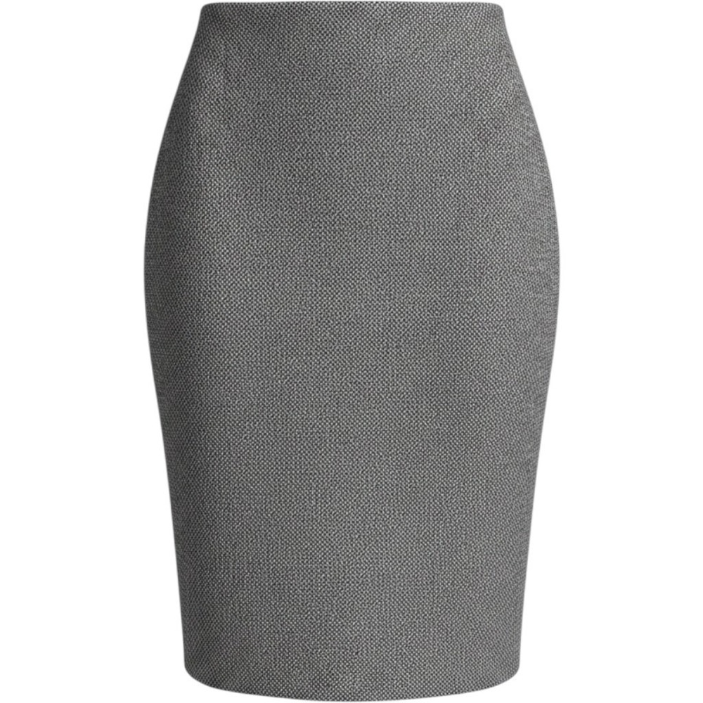 Bebe Womens Gray Salt & Pepper Pencil Skirt Faux Leather Trim Size 4 Made in USA